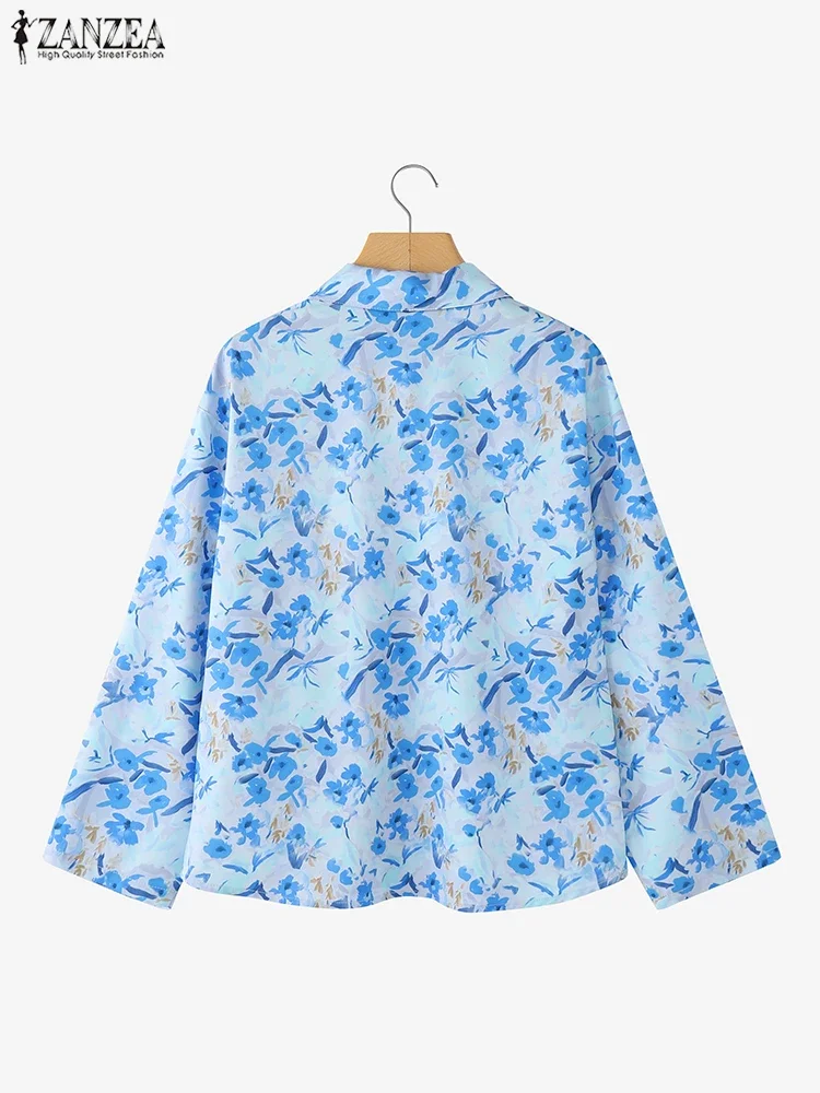 ZANZEA 2025 Vintage Women Long Sleeve Shirts Blouse Bohemian Floral Print Casual Tops Autumn Lapel Loose Stylish Blusas Clothing