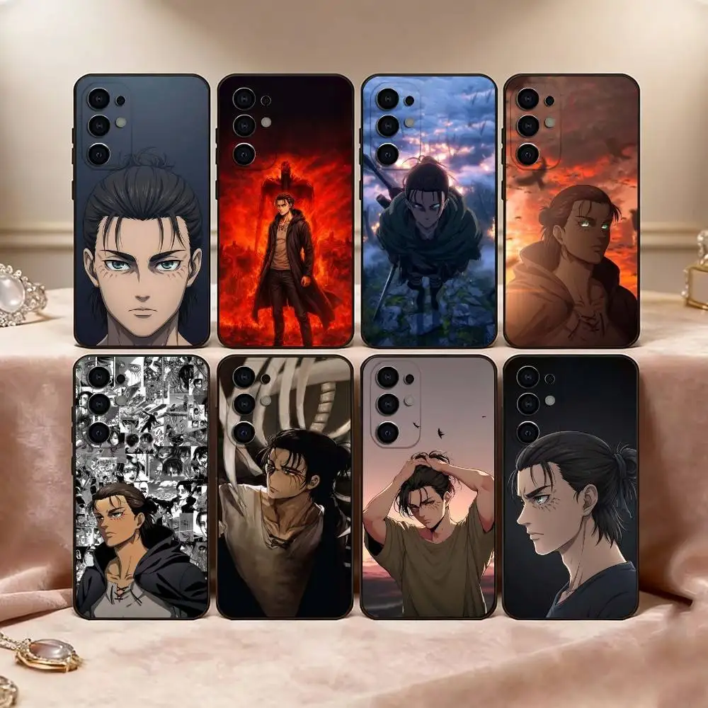 AOT E-Eren Y-Yeager Phone Case Black Silicone Soft For Samsung S25,S24,S21,S22,S23,S30,Ultra,S20,Plus,Fe,Lite
