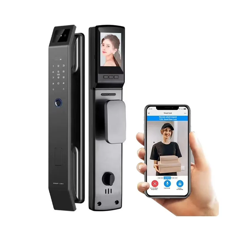 Tuya Smart Home Security Door Lock 3D Face Recognition App Control Android Electric Battery WiFi Aluminum Alloy for Home Hotel