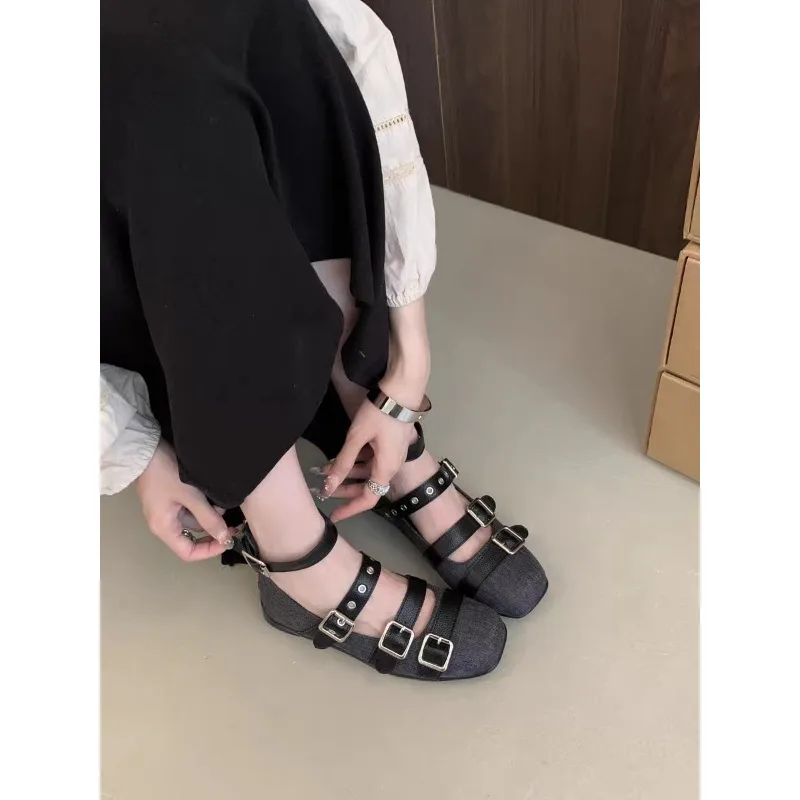 Design Round Toe Women Ballet Flats 2025 Ins Style Buckle Belt Ballerina Shoes Light Comfortable Leisure Female Girls Footwear