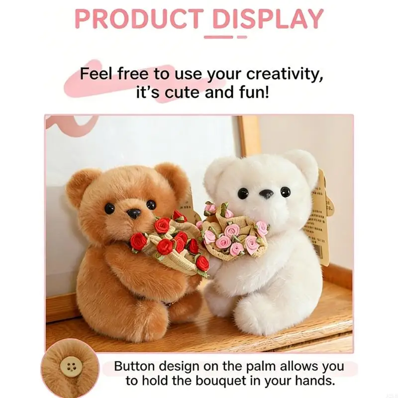 

Плюшевый медведь с цветком розы для украшения дома, комфортная кукла-животное для различных случаев, подарок, поставка A2UB