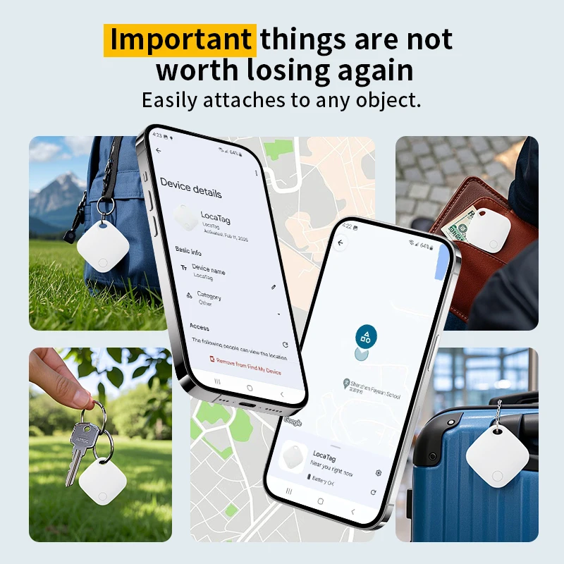 Bluetooth Tracker Smart Tag 4 Pack Works with Android Find Hub Key Finder GPS Locator Anti Lost Tracker for Keys Wallet Luggage