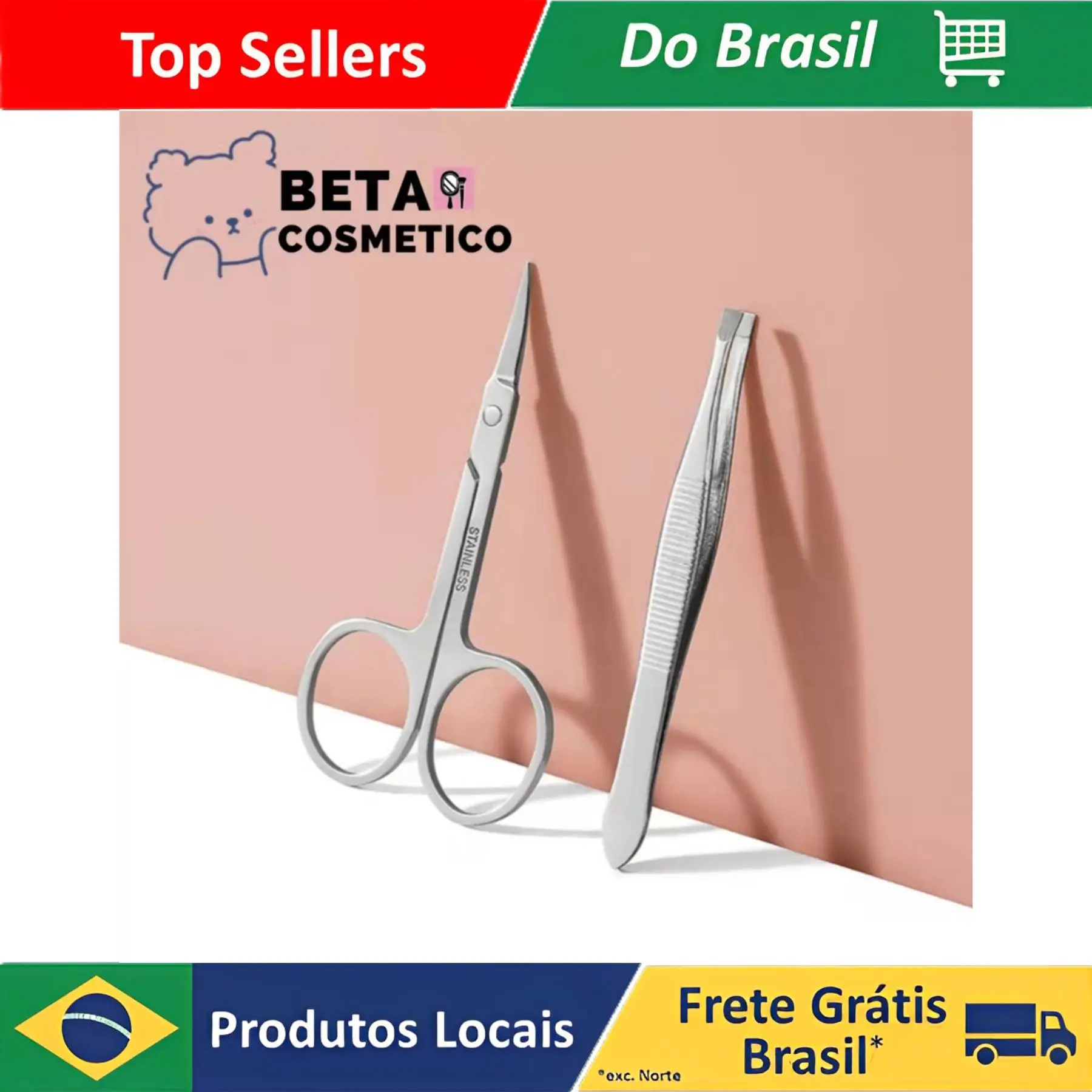 Pinça De Sobrancelha Mais Uma Mini Tesoura De Aço Inoxidável