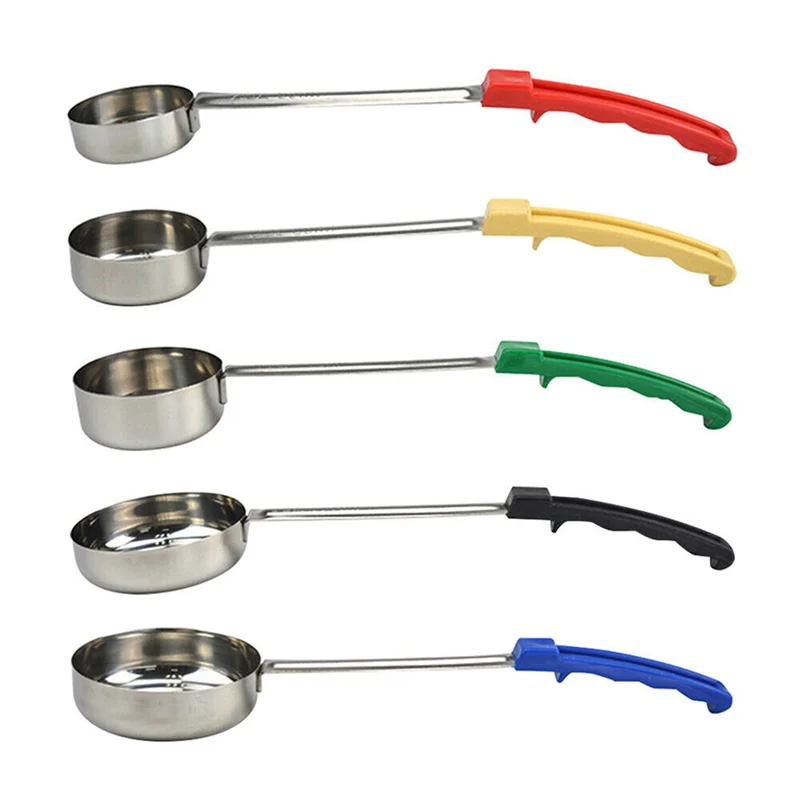 Pizza Spread Sauce Ladle Spoon with Long Rubber Handle Anti-Hot Pizza Spread Ladle Measuring Soup Spoon Cooking Tools