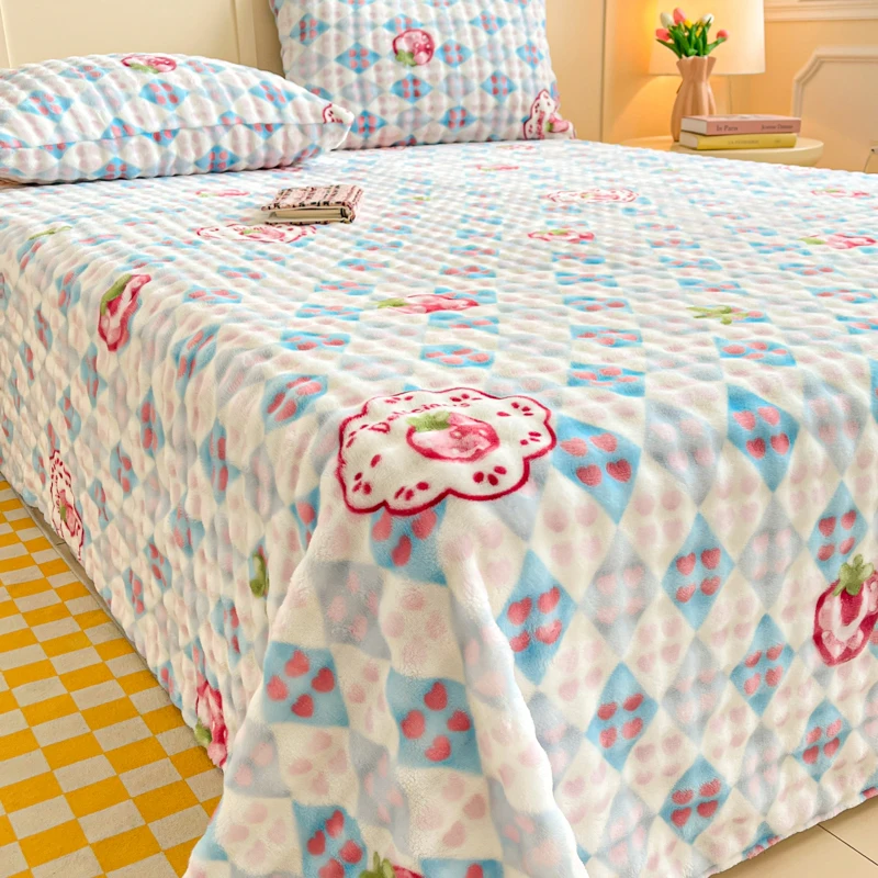 

Bonenjoy Skin-friendly Bedsheet Winter Flannel Flat Sheets Thicken Bed Linen Adults Kids Room Sheets (Pillowcase Need Order)