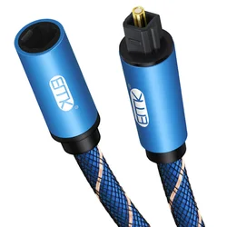 EMK Optical Audio Extension Cable Male to Female Toslink Cable Digital Sound SPDIF Fiber Optic Cord with Braided Jacket