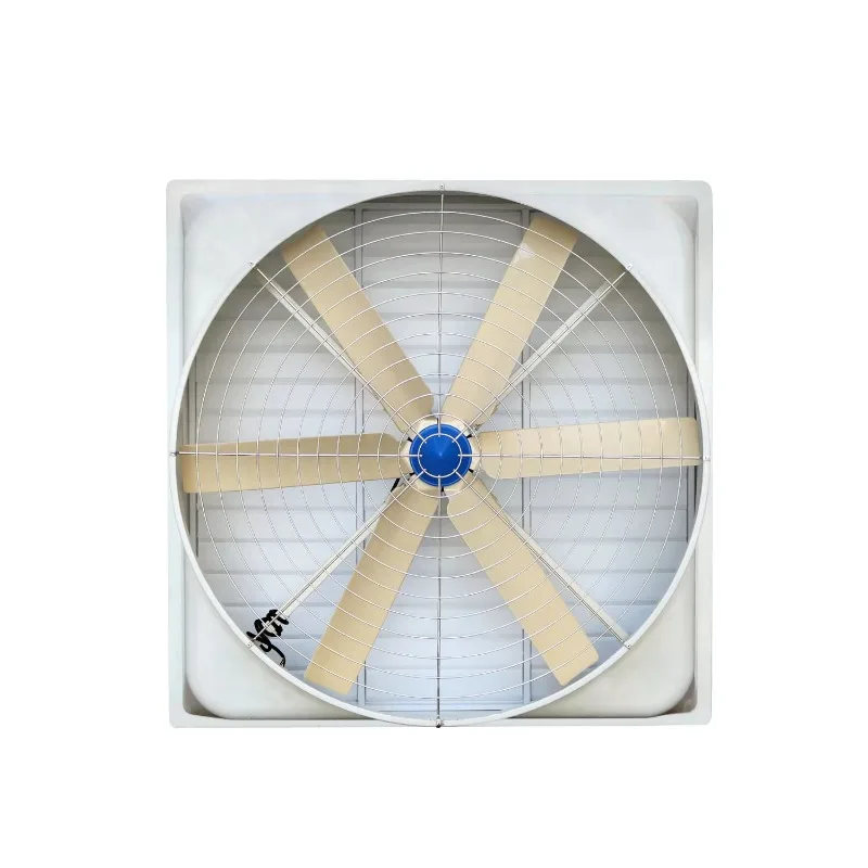 Extractor de aire industrial de flujo axial - Extractor de aire de soporte alto de FRP de metal con persianas automáticas para taller