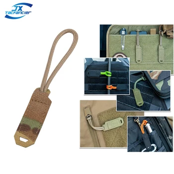Taktische Reißverschluss Zieht Haken Und Schleife Rucksack Zipper Puller Tab Griff Schnur MOLLE 1000D Laser Cut Nylon Jagd Tasche Zubehör