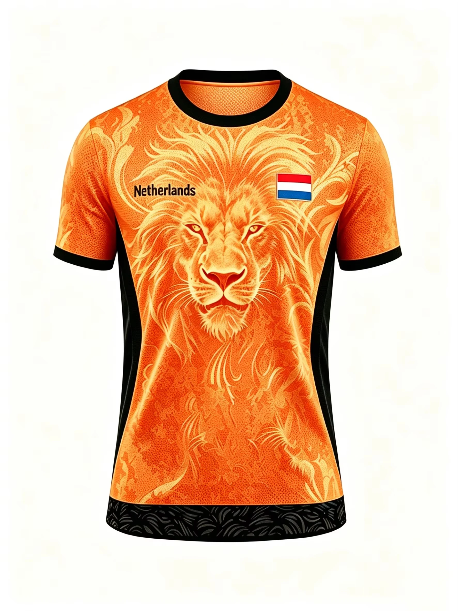 Orange Lion Graphic Soccer Jersey for Fans, Netherlands Inspired Unisex Short Sleeve Football Tee, Custom Number 14 Sports Shirt