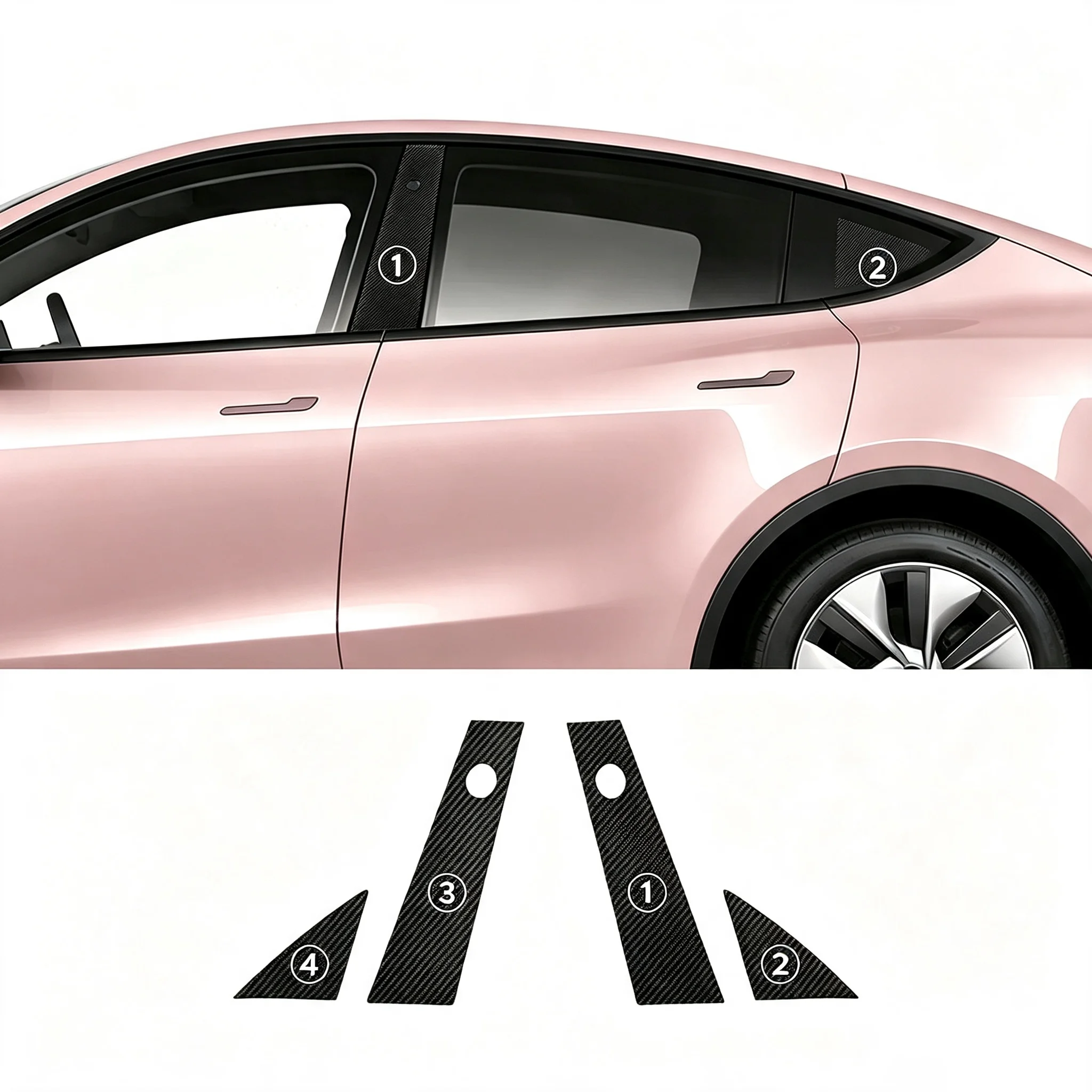 Für Tesla Model Y Juniper Modely 2025 2026 Carbonfaser-Muster Auto TPU B-Säulen-Folie Lackschutzfolie Anti-Kratz