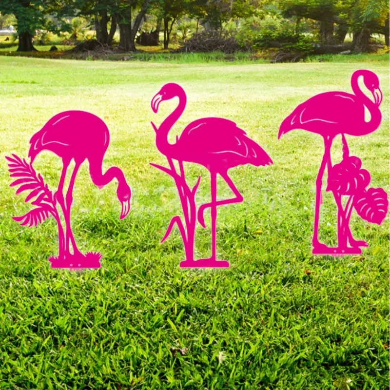 สวน Flamingo สีชมพูสนามหญ้าสนามหญ้ารูปปั้นเครื่องประดับ Art Decor ตกแต่งกลางแจ้ง