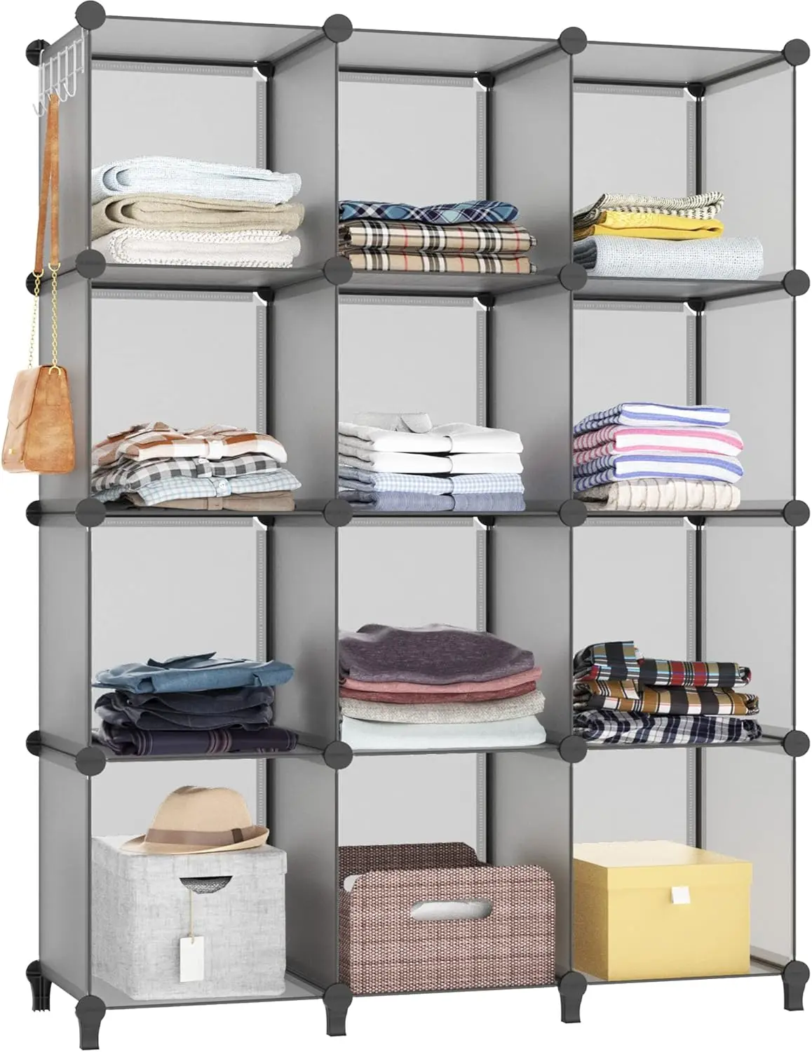 

Closet Organizer, 12-Cube Closet Organizers and Storage, Portable Closet Shelves, Clothing Storage (Grey)