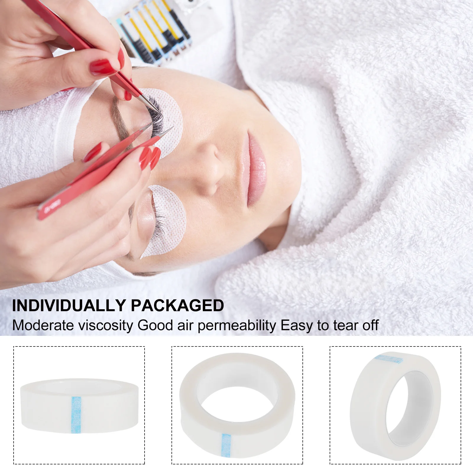 

10Pcs Adhesive Eyelash Tapes Non-Woven Breathable for Lash Extension Protection False Eyelash Patch Professional Use