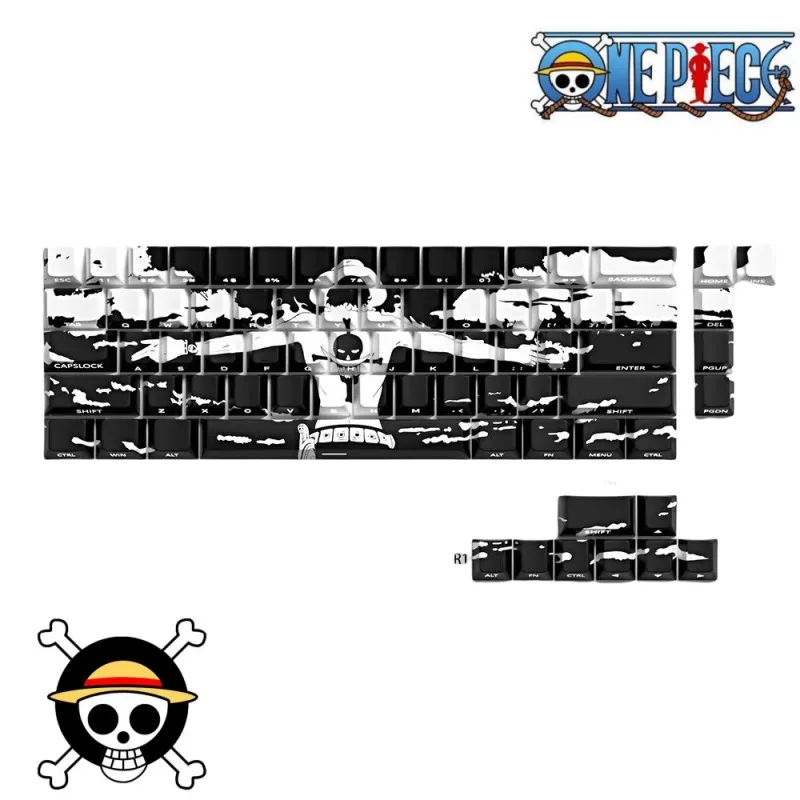One Piece Original Keycap Personality Ace 2D Theme Side Engraving Translucent PBT Adaptation ATK68 MAD60 MAD68 Birthday Gift