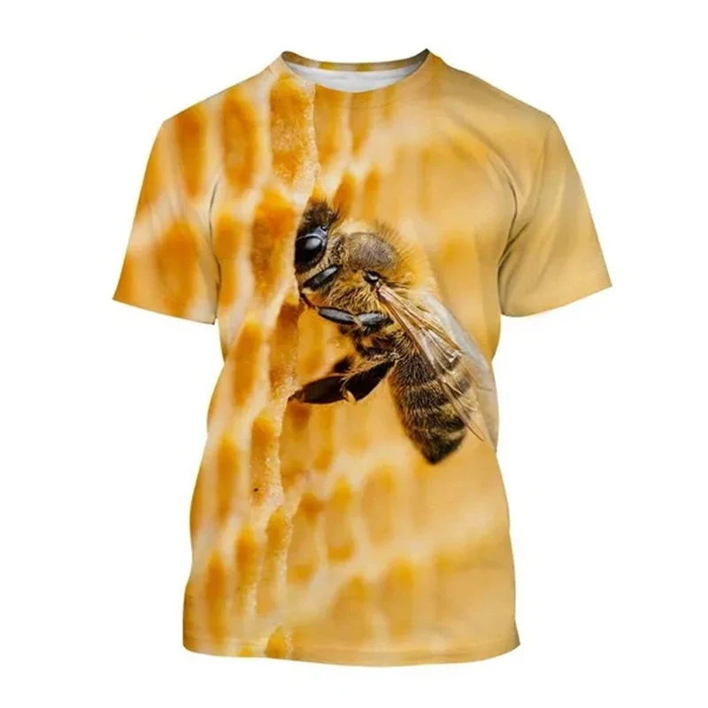Insect Bee Honeycomb Graphic 3D Print T-Shirts Men Women Casual Fashion Oversized Short Sleeve T Shirt Tees Tops Man Clothing