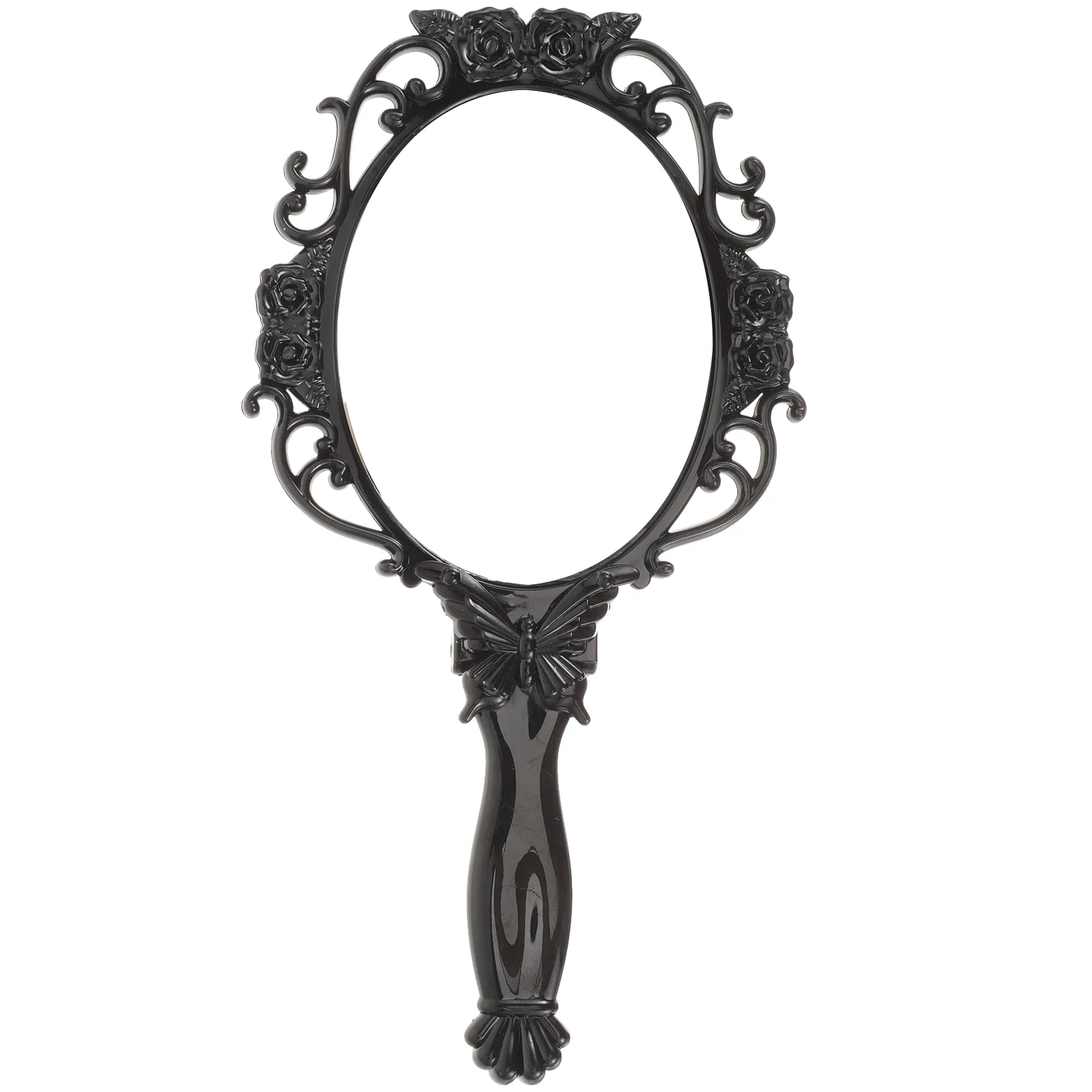 Retro Vanity Mirror Makeup with Handle Handheld for Foldable Travel Women Black Mirrors