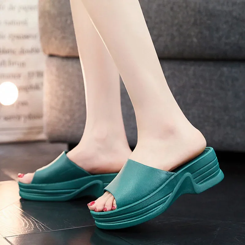 Fashion Women\'s Slippers 2023 Sandals Flatform Open Toes Shoes Platform Wedge Modern Slippers PVC Slides Soft Non-slip Slippers