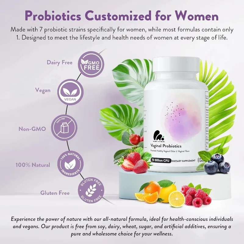 

Female vaginal probiotic capsules for pH balance and vaginal health support urinary and digestive system health