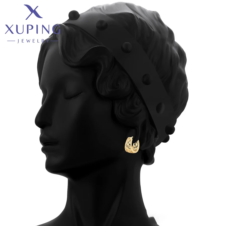 Xuping Jewelry New Arrival Promotion Simple No Stone Light Gold Color Huggies Earrings for Women Party Gift X000673137 view 6