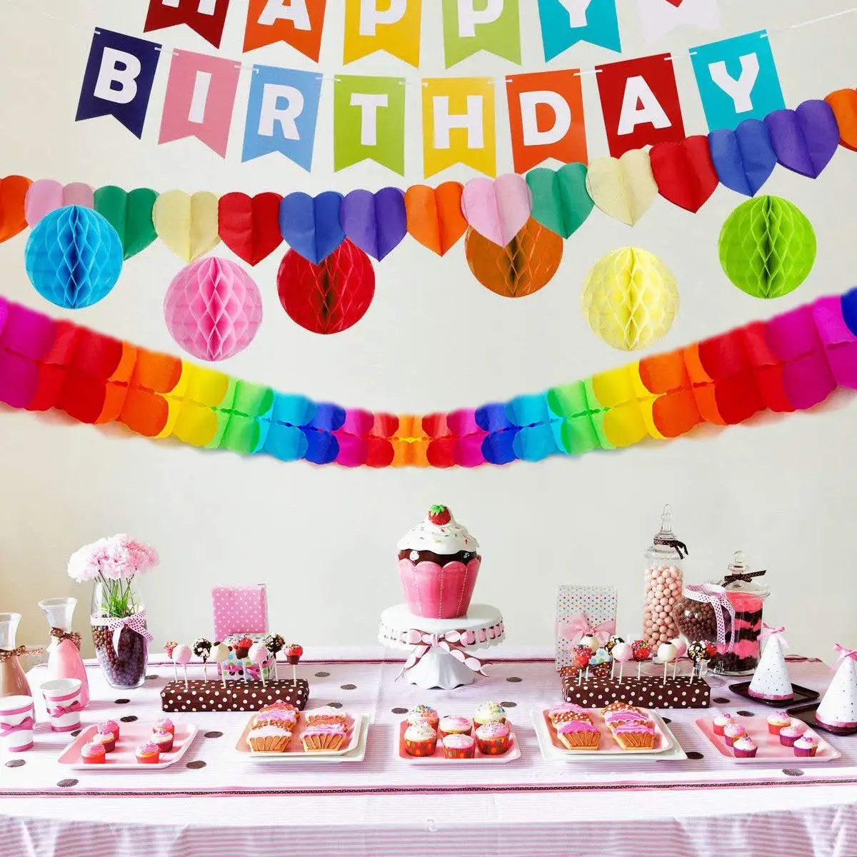 1-50pcs 3Meter Paper Garland Pull Flower For Party Pull Flower Banners Garland for Kids Party Layout Venue Wedding Hanging Decor