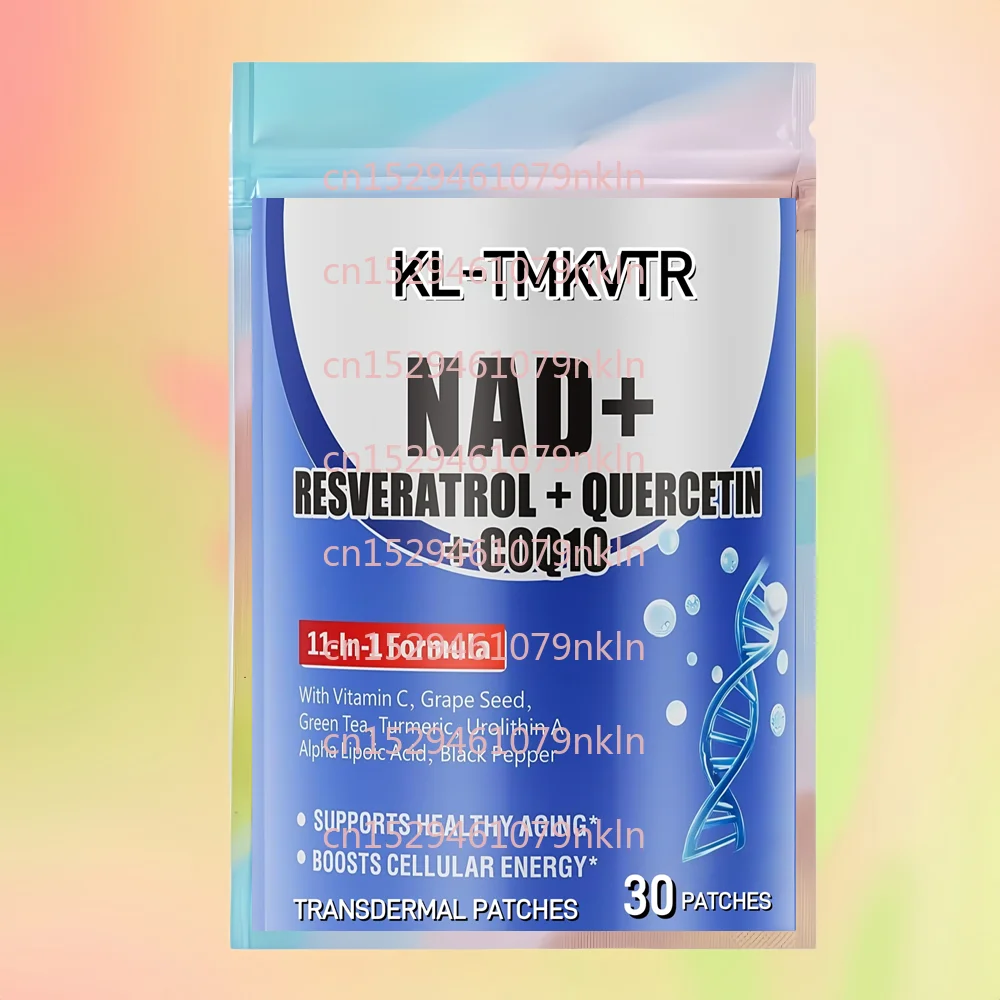 30 Adesivos Transdérmicos NAD com Cúrcuma, Resveratrol, CoQ10, Ácido Alfa-Lipoico para Apoio à Saúde Celular e Envelhecimento Saudável