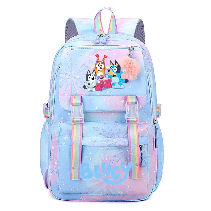 Bluey Cartoon School Bag Elementary School Junior High School Backpack Large Capacity Fashion Casual Backpack Pink Purple Bags