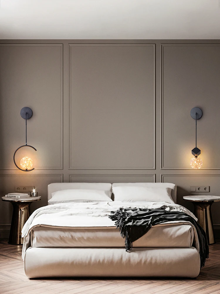 

Wall Lamp Bedroom Bedside Lamp Light Luxury Creative Starry Nordic Style Simple Modern Living Room Background Wall Decorative
