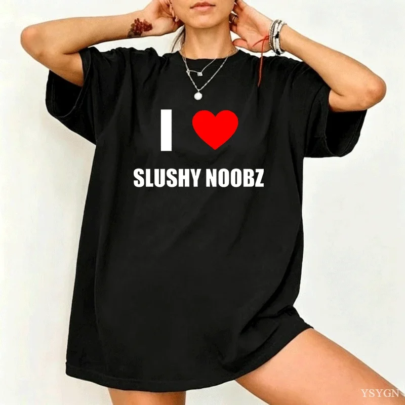 I Heart Slushy Noobz Fan Merch Tshirt Heavy Cotton Short Sleeve Tee Men Women Harajuku Breathable Funny Clothing Oversize Tops