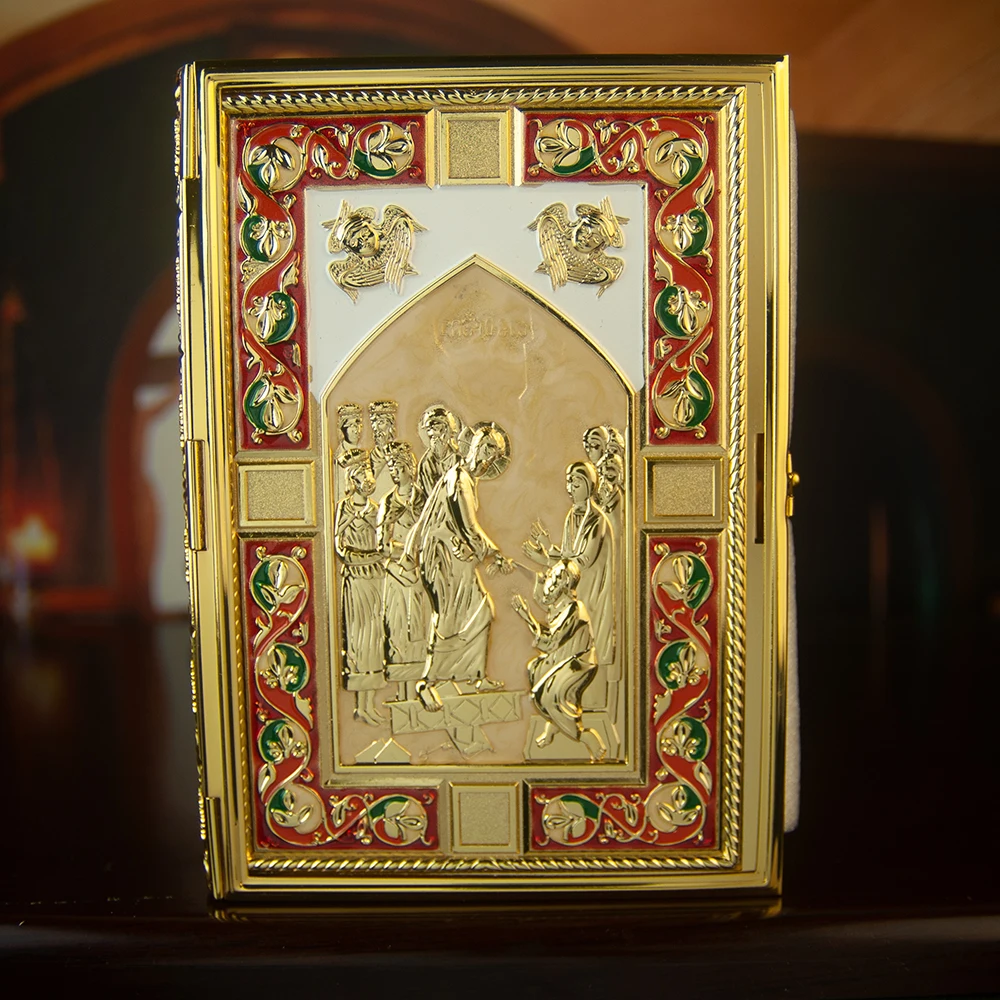 Ostorthodoxe Heilige Schriften Evangeliumsbuch-Umschlag für Kirchen mit Hochwertiger Handarbeit und Goldverzierung – Detail 8