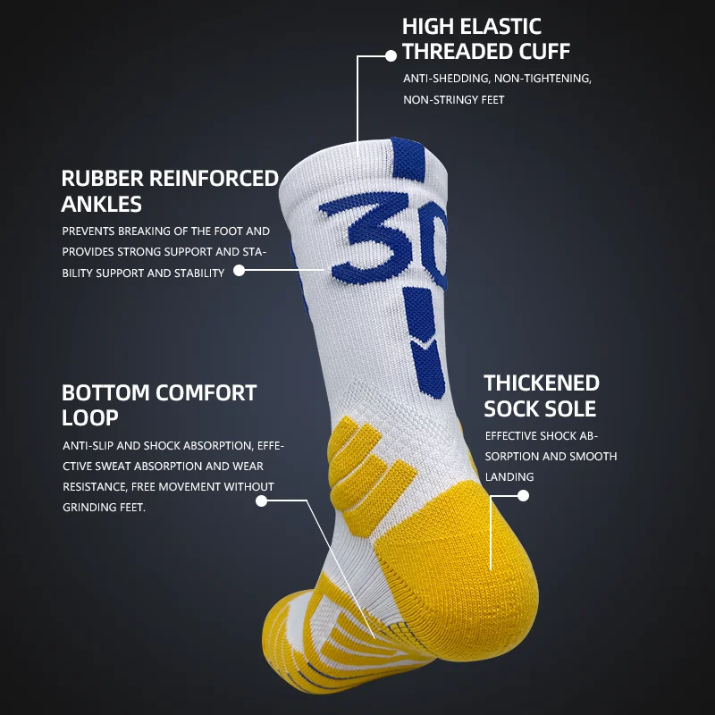 Three Pairs Of NBA Star Basketball Socks Thicken The Bottom Of The Towel Sweat-Wicking Professional  Training Basketball Socks