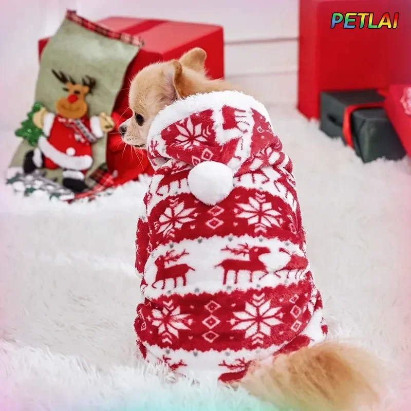 

Dog Christmas holiday clothes super soft coral fleece pet clothes warm cotton coatsoft coral fleece clothes for autumn winter