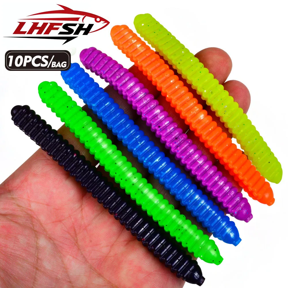 LHFSH 10 Stück gewindete weiche Kunststoff-Wurmköder, 11 cm, 5,2 g, Silikon-Eisenwurm für Barsch, Süßwasser, Teich, Black Pit Fishing Tackle