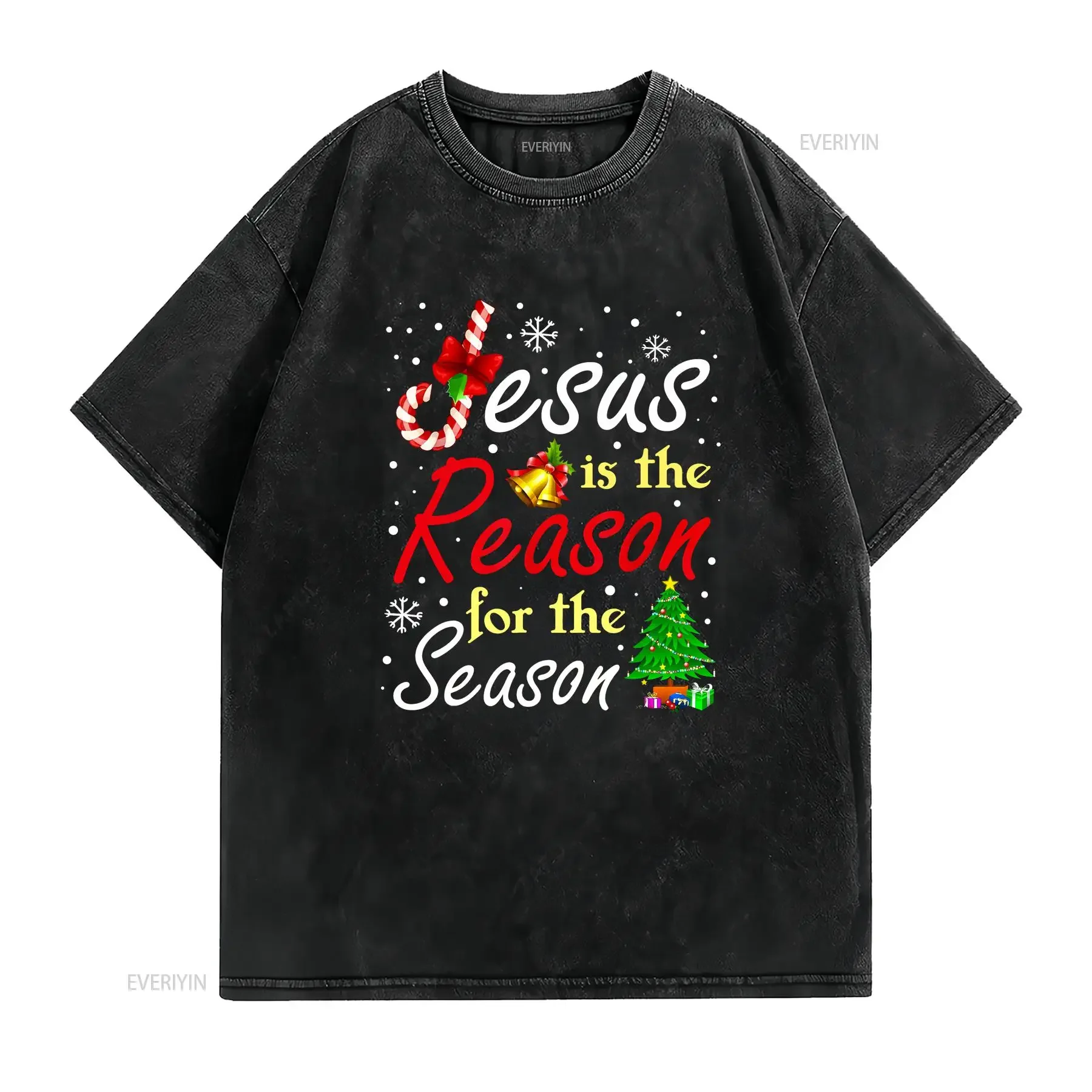 Women Christian Jesus The Reason Christmas Stocking Stuffer s T Shirt vintage Washed fashion Slightly Unisex Stylish