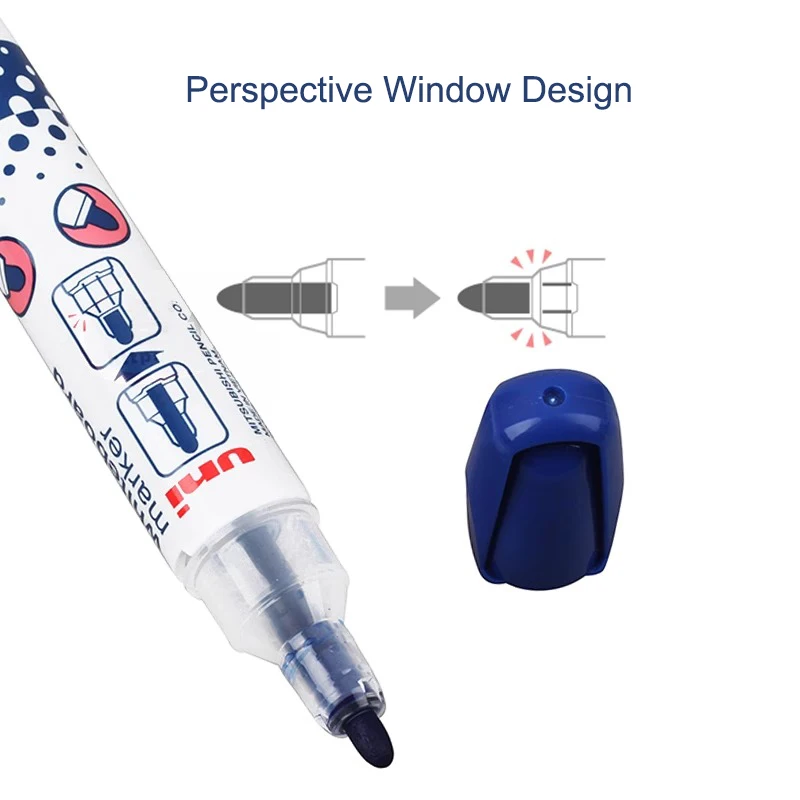 Japan Uni-ball Whiteboard Marker PWB-202 Inkview Unique Environmentally Friendly Ink Wipe Clean Water-based Mark Pen Office Tool
