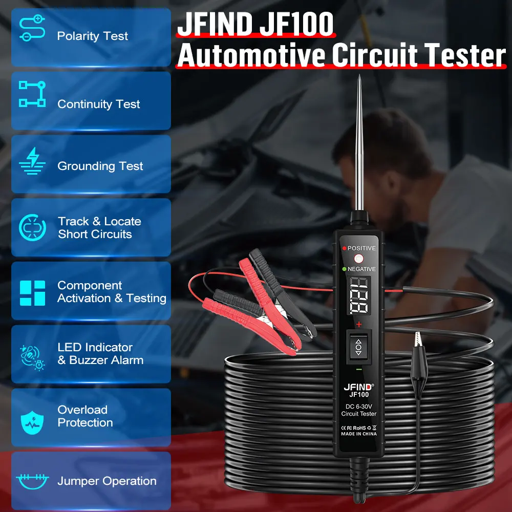 Car Circuit Tester 6-30V Truck Automobile Electrical System Tester with Power Switch Short Circuit Test Circuit Diagnostic Tools