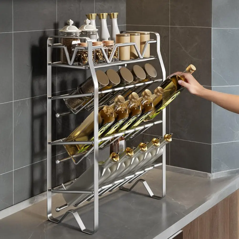Countertop Spice Rack Spice Organizer Rack Stainless Steel Spice Rack Organizer 2/3/4 Tier Condiment Holder for Kitchen