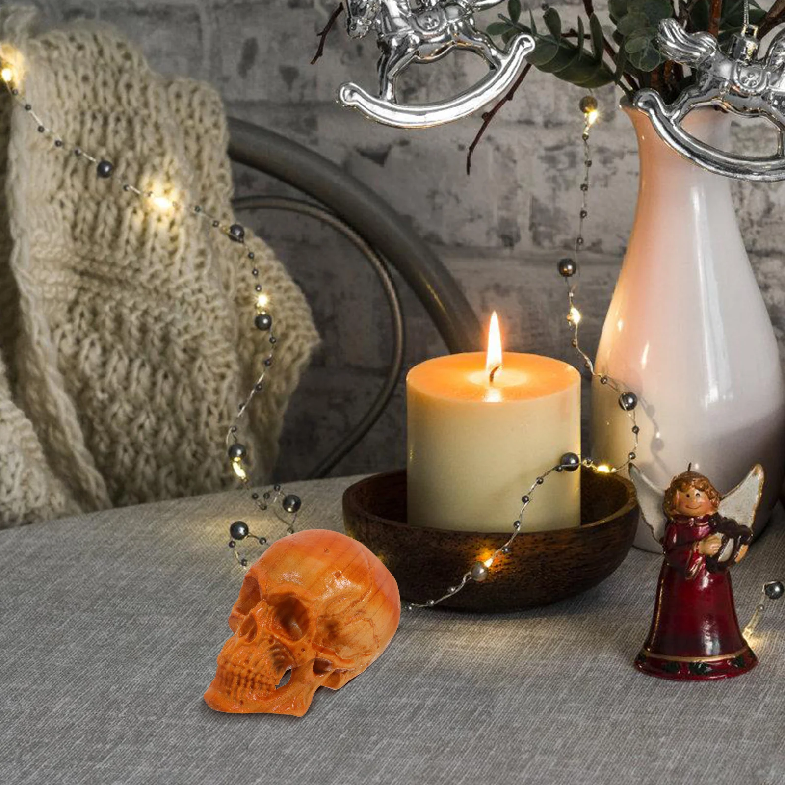 

Mini Skull Head Statue Hand-Carved From Natural Skull Statue Wood Unique Skull Room Decor For Home Decorative Skull Sculpture