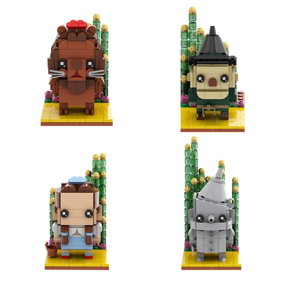 MOC 面白い映画 Cowardlyeds ライオン Brickheadzs ビルディングブロックモデル orothy Gale ブリキマンレンガかかしのおもちゃ子供のためのギフト