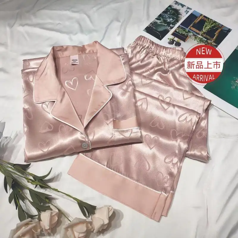 Spring Autumn New Women Simple Light Luxury Fashion Skin Friendly Comfort Casual Long Sleeved Pajamas Two Piece Home Clothes Set
