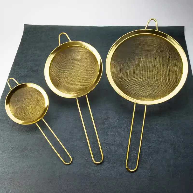 304 Gold Plated Powder Dispenser Precision Screen Soybean Milk Filter Gold Screen Complementary Food Colander Flour Screen