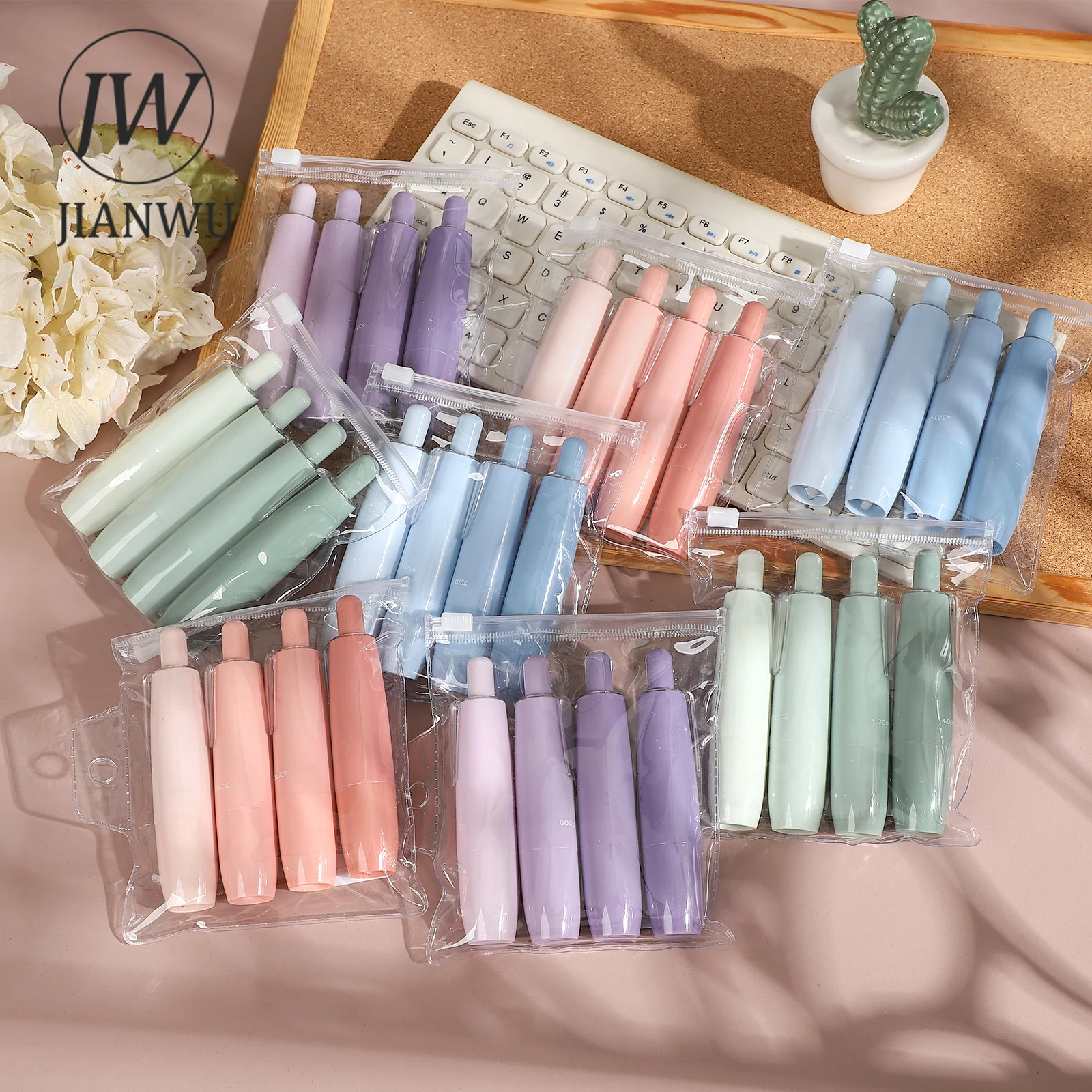 

JIANWU 4 Pcs/set Gradient Color Push-point Dispensing Kawaii Dot Glue Set Creative DIY Journal Student Supplies Stationery