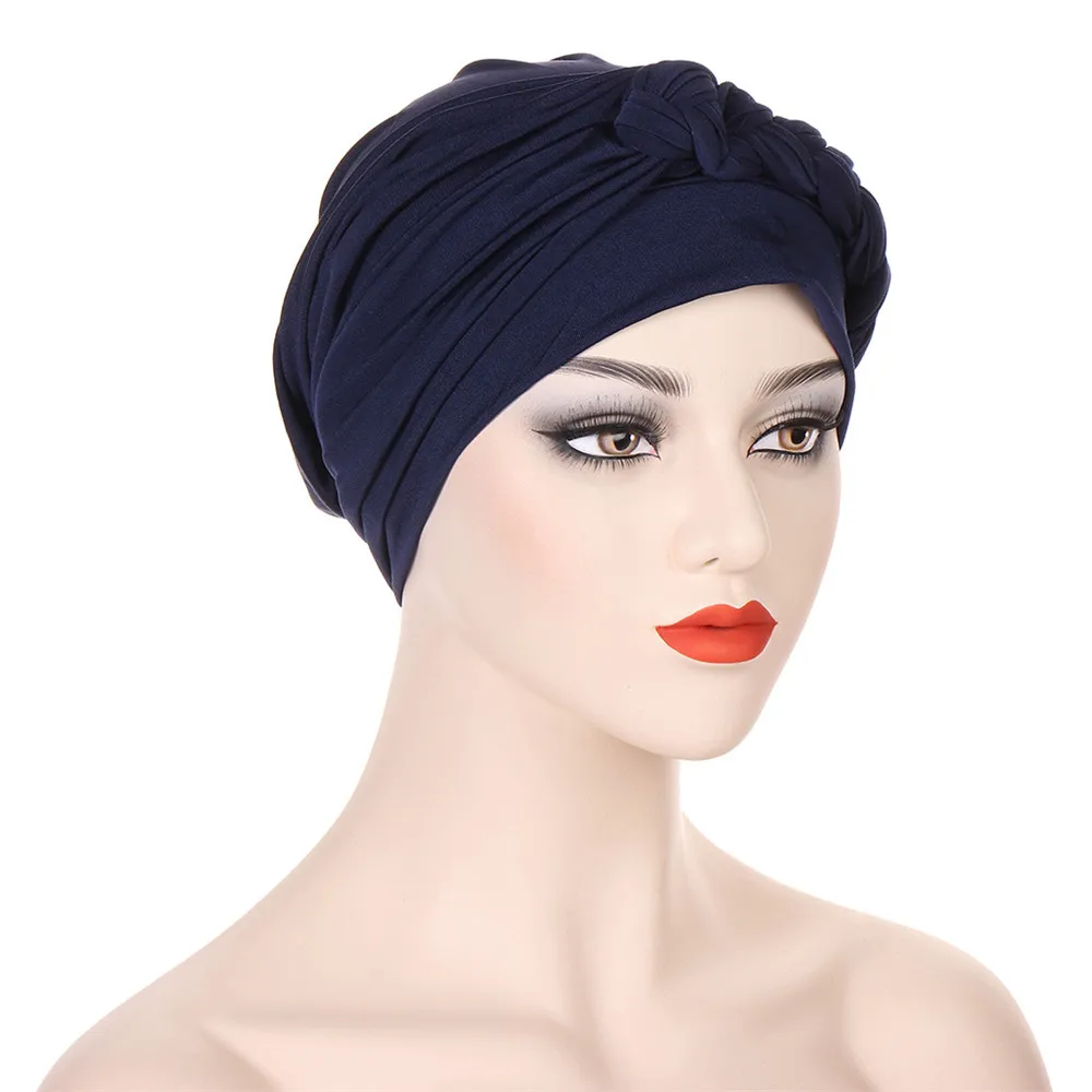 Lenço elástico para mulheres muçulmanas, turbante químico, perda de cabelo tampa da cabeça, headwear islâmico, bandana, Stretch Beanies, Chemo Cap, tranças