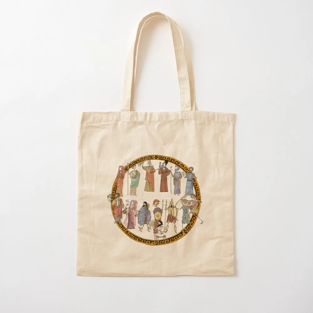 Greek Myth Comix - the Olympians in Colour! With tondo. Tote Bag tote bags aesthetic sac pour femme Canvas Tote Bag