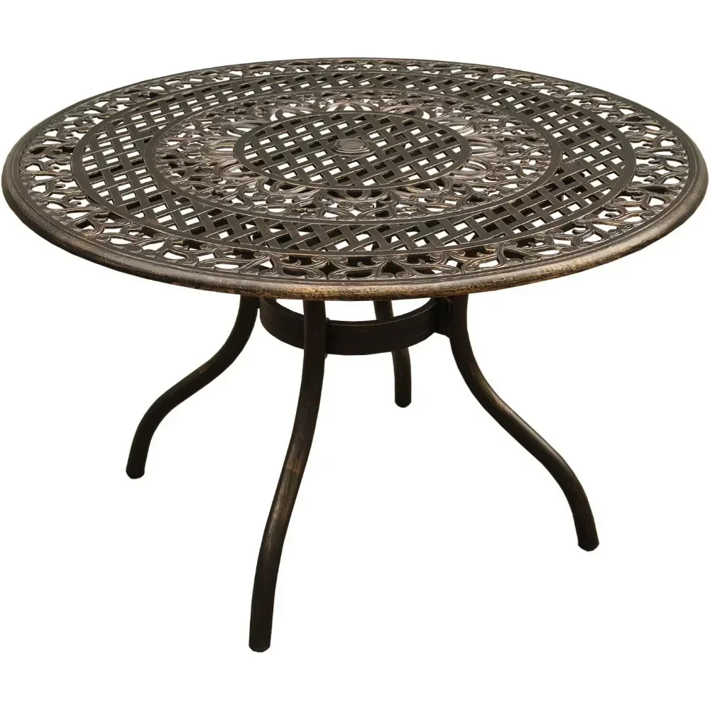 Ornate Outdoor Mesh Aluminum 48-in Black Round Patio Dining Table