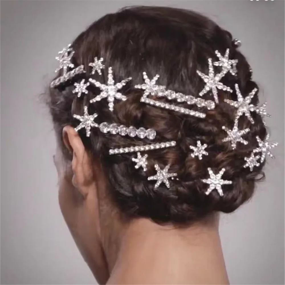 

3Pcs Rhinestone Bridal Star Hair Clips Barrettes Wedding Hair Jewelry for Women Crystal Geometric Hairpins Hair Tools Hairgrip