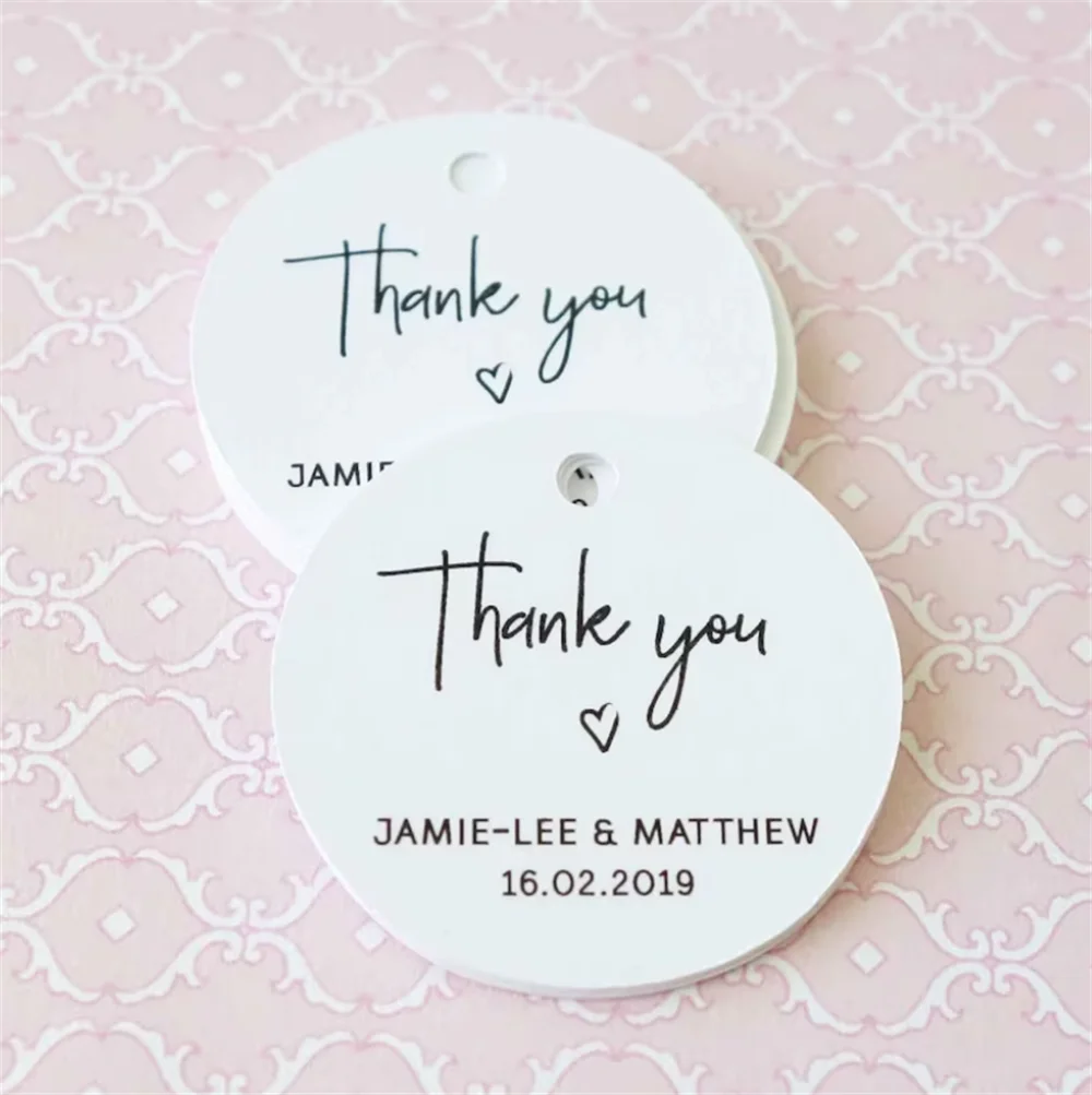 50pcs Personalised Thank You Round Tags 1.8