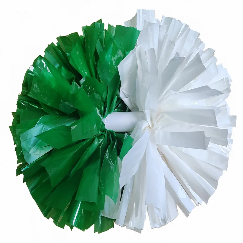 2 Stück, Bommel mit blau-weißen Poms, 32 cm, Baton-Griff, Sport Victory Supplies, lichtecht