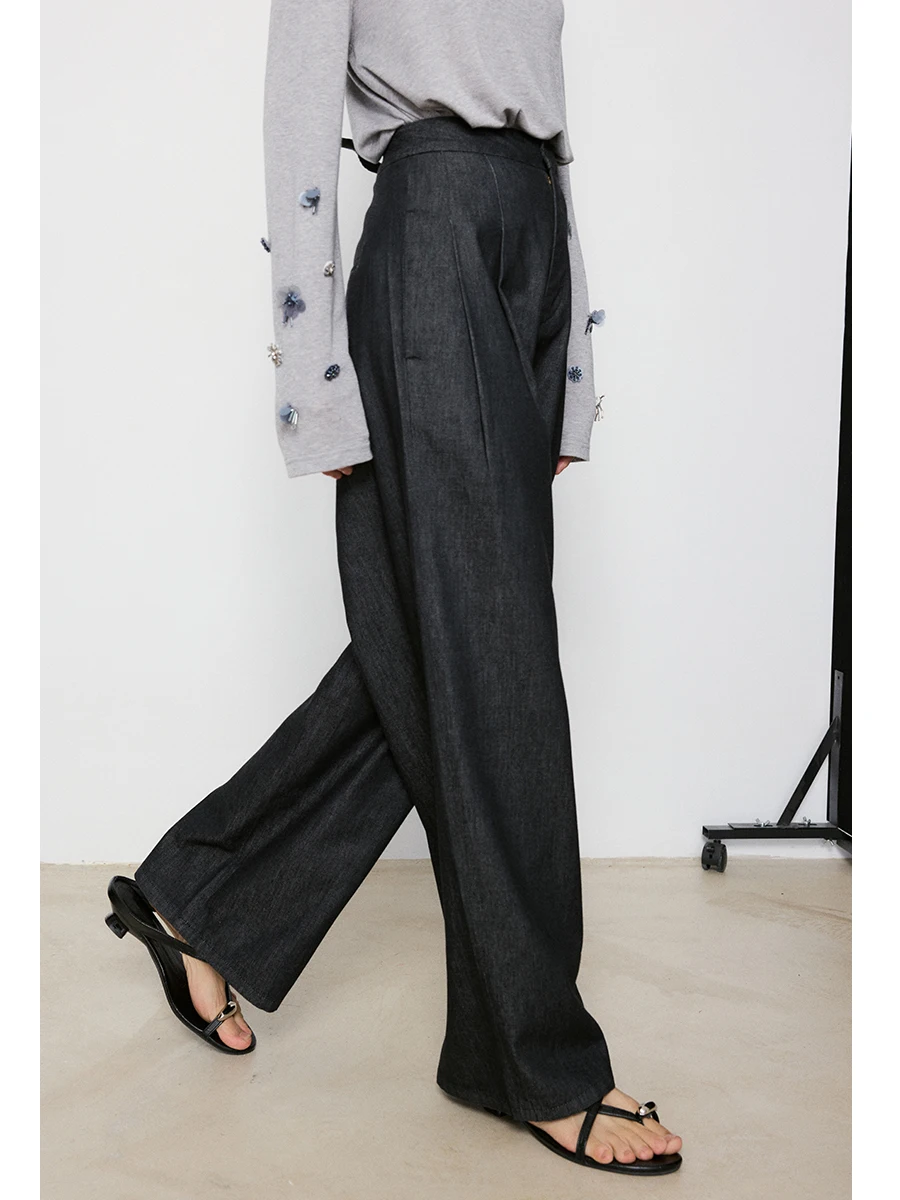 

s Sle, прямые повседневные джинсы с широкими штанинами, женские осенне-зимние новые модные джинсовые брюки со старыми деньгами и талией