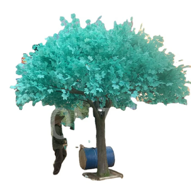 

Custom. Fiberglass Artificial Plants Indoor Outdoor Decoration Large High Simulation Blue Artificial Maple Tree Silk Flower Plan
