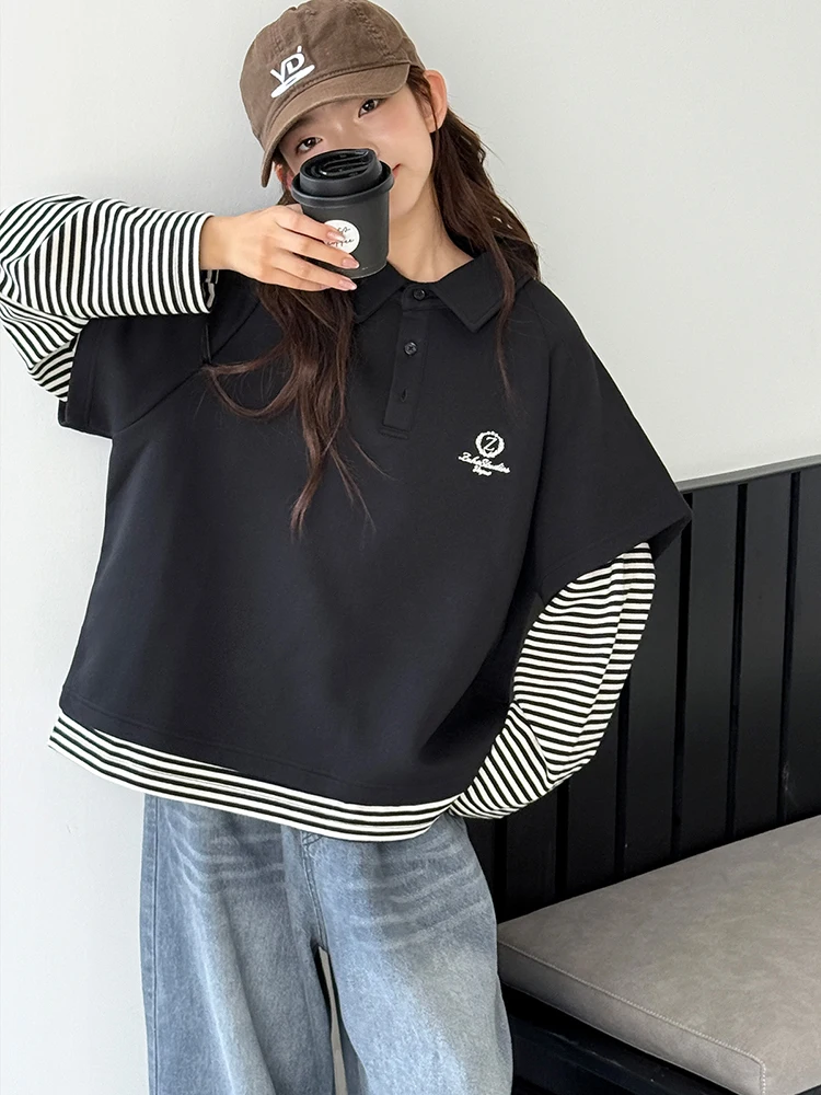 Mädchen-Poloshirt 2025, neues Herbstoutfit, Kinder-Urlaub im College-Stil, zweiteiliges Langarm-Top, Frühlings- und Herbstmädchen
